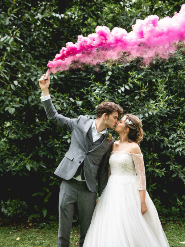 smoke bomb wedding